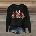 thumbnail image 2 of Womens Sweater Christmas Leopard Print Xmas Tree Long Sleeve Crew Neck Loose Fit Knitted Jumper Top, 2 of 2