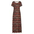 thumbnail image 3 of Cinvoph Robe Maxi pour Femmes, Col Rond, Courte, Sans Manches, Robe T-Shirt à Imprimé Graphique, Été, Décontractée, Taille Haute, Robe Florale, 3 of 5