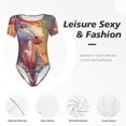 thumbnail image 4 of Pofeuu Meditating Cute Horse Print Short Sleeve Body Suits Women Round Neck Bodysuits for Women Onesie Adult Set Body Suit-XX-Large, 4 of 7