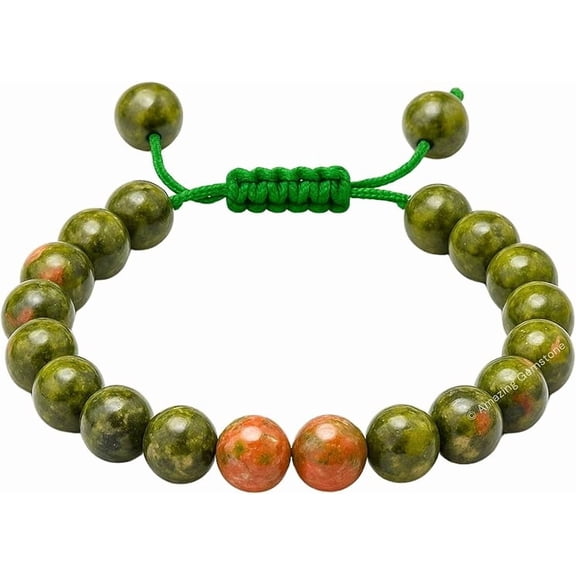 Unakite Crystal Bracelet - 8mm Beaded Bracelet and Healing Stones