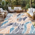 thumbnail image 2 of Ombre Blue Brown Outdoor Rug for Patio/Deck/Porch, Non-Slip Large Area Rug 5 x 7 Ft, Summer Abstract Coastal Ocean Beach Wave Indoor Outdoor Rugs Washable Area Rugs, Camping Rug Carpet Runner, 2 of 8