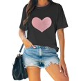 thumbnail image 2 of Outfmvch Tshirts for couple short sleeve shirts for women Love Heart Grahic Valentine's Day Crew Neck Graphic Short Sleeve Couple Tops Valentine's Day shirt shirts for women graphic t-shirts Black 3XL, 2 of 6