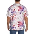 thumbnail image 3 of Gukieu Lilies Flowers Print Men's Short-sleeved Shirts, Button-down Pocket Shirts, T-shirts, Beach Vacation Travel Summer Clothing-Large, 3 of 5