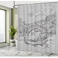 thumbnail image 4 of Ambesonne Gray Shower Curtain, Bridge Buildings Drawings Art, 69"Wx84"L, Off White and Pearl, 4 of 4