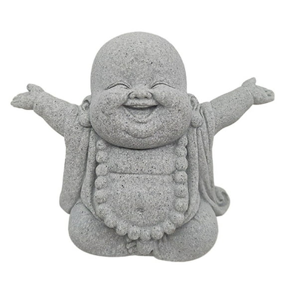 Fat Smiling Buddha Garden Ornament Sandstone Effect Outdoor Indoor Statue Decor