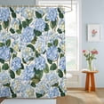 thumbnail image 4 of Shower Curtain Blue Hydrangea Floral Shower Curtains for Bathroom Decor, Waterproof Polyester Shower Curtain Set with Hooks, Standard Size 72" x 72" Watercolor Flowers, 4 of 9