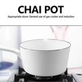 thumbnail image 4 of 1.3L Japanese Style White Ceramics Milk Pot Kitchen Cooking Pan Pot Stewpan Saucepan with Long Hand, 4 of 5