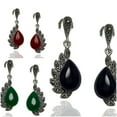 thumbnail image 2 of Fine Silver Marcasite & Red Agate Drop Earrings for Women on Genuine 925 Sterling Silver, 2 of 3