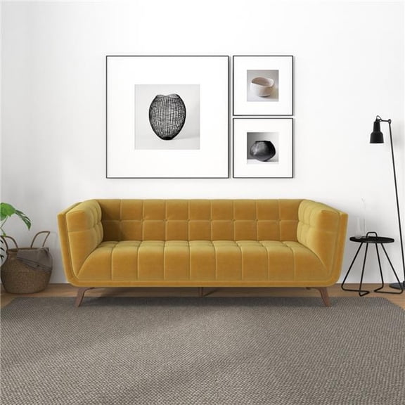 Ashcroft Furniture SOF00302304 Addison Large Velvet Sofa, Gold