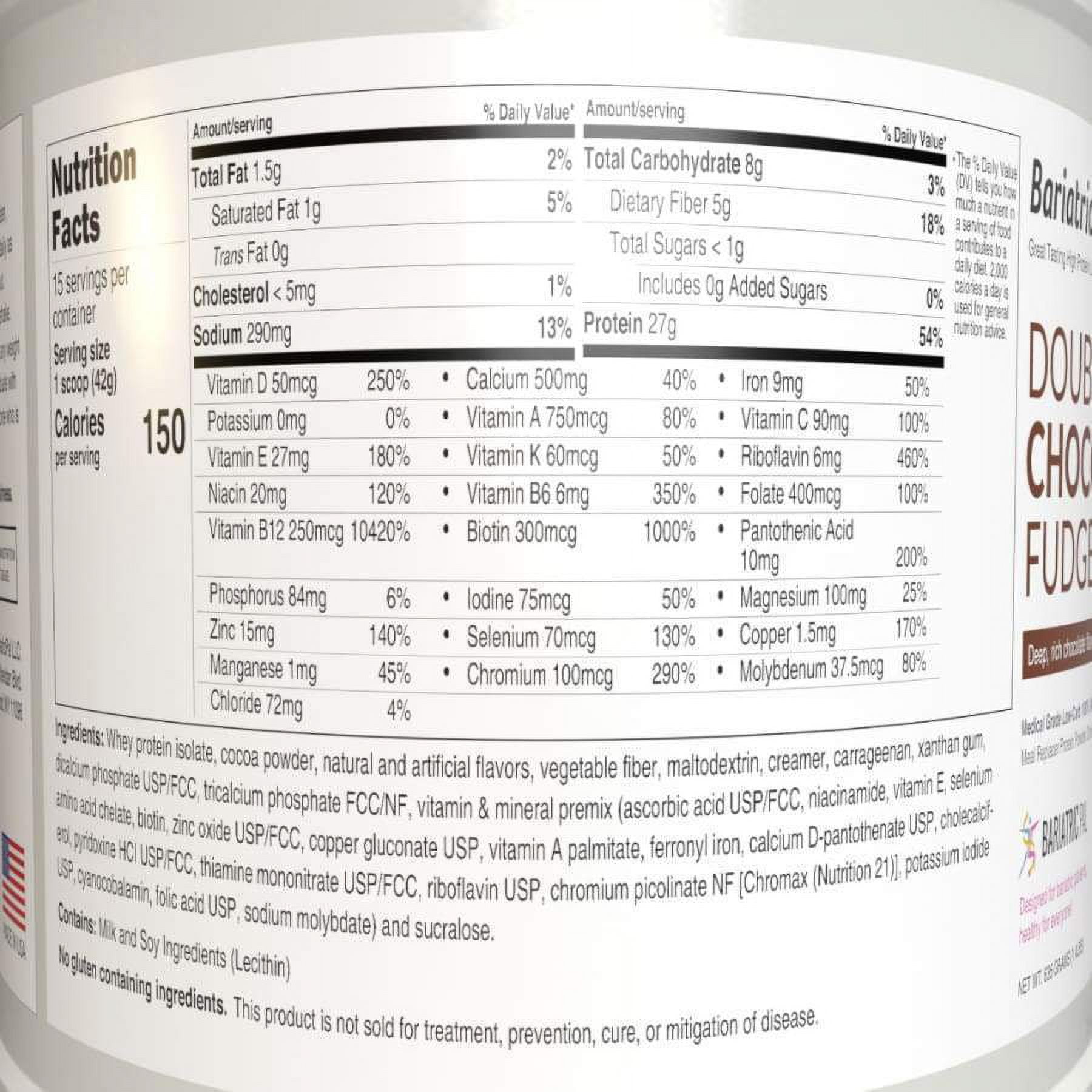Protein ONE™ Complete Meal Replacement with Multivitamin, Calcium & Iron by BariatricPal - Double Chocolate Fudge