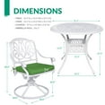 thumbnail image 7 of VIVIJASON 5-Piece Outdoor Patio Dining Set, All-Weather Cast Aluminum Conversation Set, Patio Furniture Set for Balcony Lawn Garden, Include 4 Swivel Chairs, 1 Round Table w/Umbrella Hole, White, 7 of 7