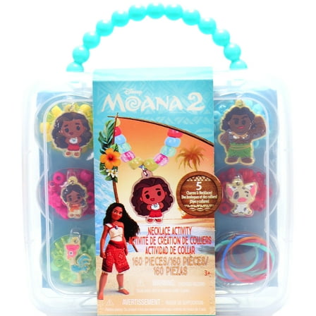 Tara Toy: Moana 2 Necklace Activity Set - Disney DIY Jewelry Kit, Design & Create 5 Necklaces, Character Charms, Storage Carry Case, Kids Ages 3 