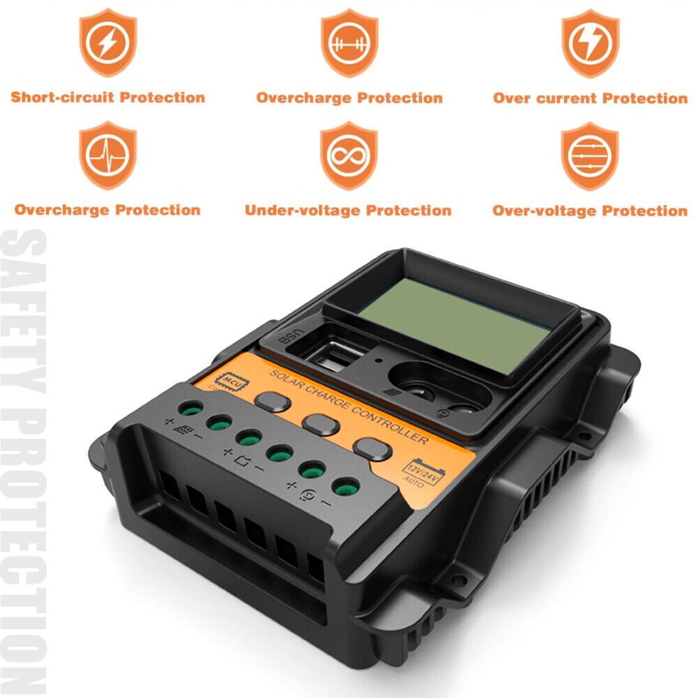 Régulateur Solaire PWM 30A 12V/24V - Avec écran LCD, Double USB, Réglable