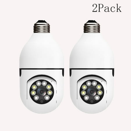 

2pack V380 360 Degree LED Light 1080P Wireless Panoramic Home Security WiFi CCTV Fisheye Bulb Lamp IP Camera Two Ways Audio E27 Camera