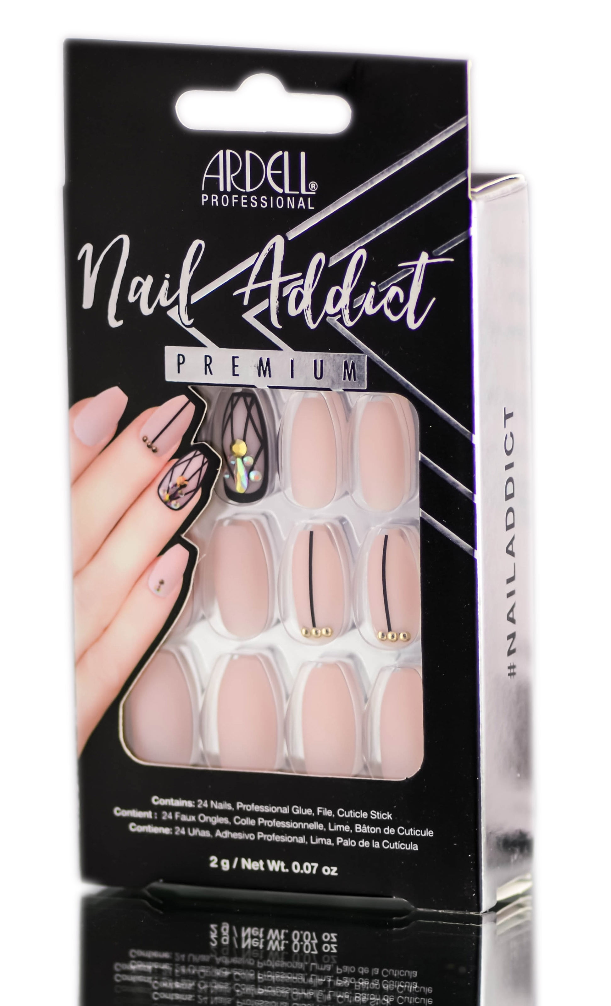 Ardell Nail Addict Premium Artificial Nail Set - Blush Geometric Crystals -  Walmart.com