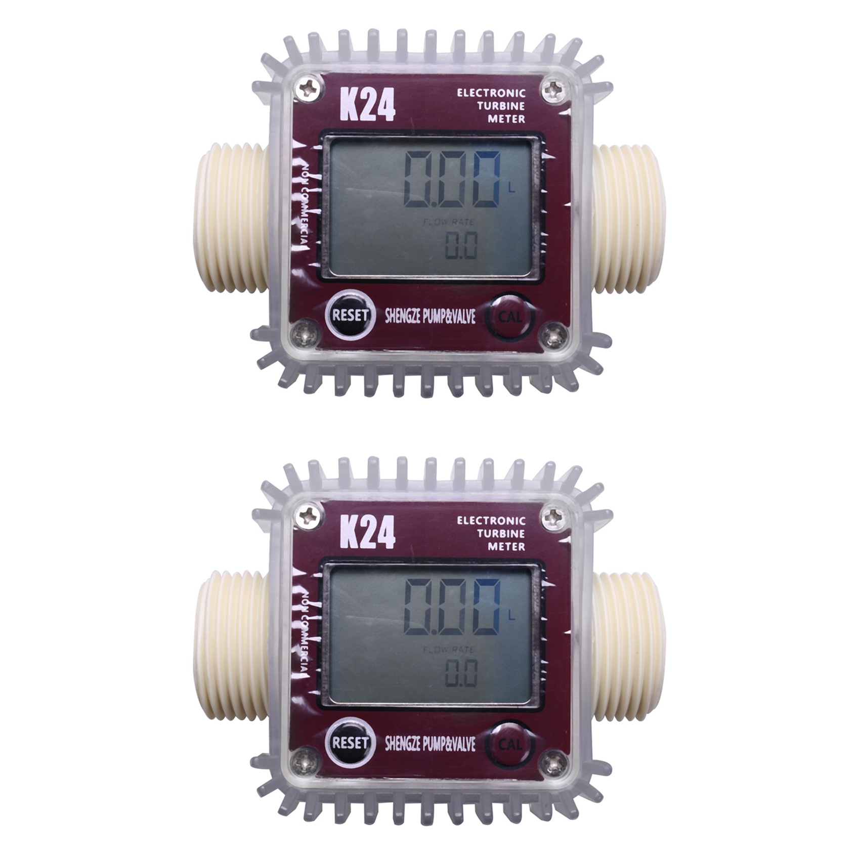 2X Digital Lcd K24 Flow Meter Turbine Fuel Flow Tester For Chemicals