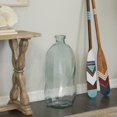thumbnail image 3 of DecMode 29" Abstract Handmade Spanish Bottleneck Light Blue Recycled Glass Vase, 3 of 13