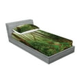 thumbnail image 2 of Ambesonne Tropical Fitted Sheet & Pillow Sham Set, Exotic Jungle Forest, Twinxl, Green Brown, 2 of 2