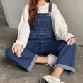 thumbnail image 6 of Womens Solid Color Buttoned Denim Jumpsuit With Shoulder Straps, 6 of 7