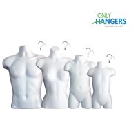 White Female Dress Male Child And Toddler Set - 4 Body Mannequin Forms
