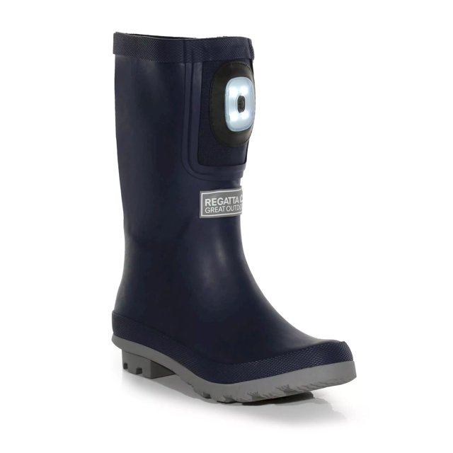 Regatta - Botas de Agua de Luces Fairweather Shine Brite para Niños/Niñas (Marino, Gris Tormenta)