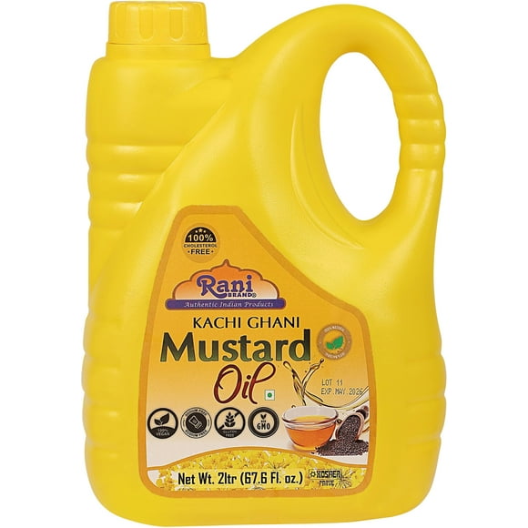 Rani Huile de Moutar (Kachi Ghani) 67,6 Onces (2 Litres) non-OGM / Casher / Sans Gluten / Végétalien / 100 % Naturel