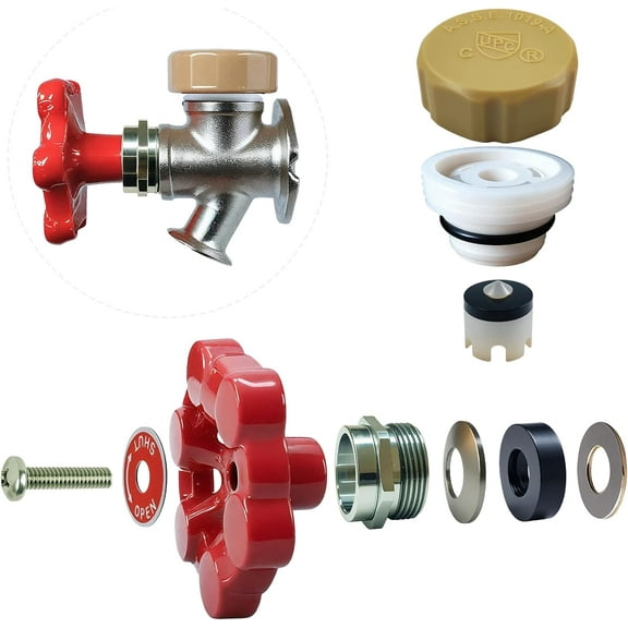 Universal Outdoor Faucet Repair Kit,Wall Hydrant Complete Replacement Kit,Anti-Siphon Frostproof Faucet Valve Hose Faucet Fitting Repair Kit for VACVBKX1B Vacuum Breaker,Metal Handle