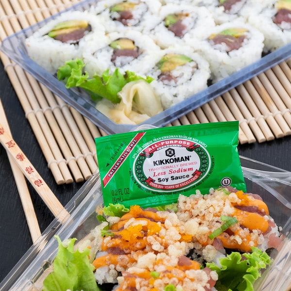Kikkoman Sauce Soja Sans Conservateur à Teneur Réduite en Sodium Sachet de 6 ml - 200/caisse
