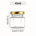 thumbnail image 5 of 30 Pack Mini Glass Honey jars-1.5 oz，Mini Hexagon Glass Honey Jars with Wooden Dippers - Gold Lid, Bee Pendants, Rope & Ribbon Accents - Perfect for Wedding Favors, Party Favors, Dishwasher Safe, 5 of 7