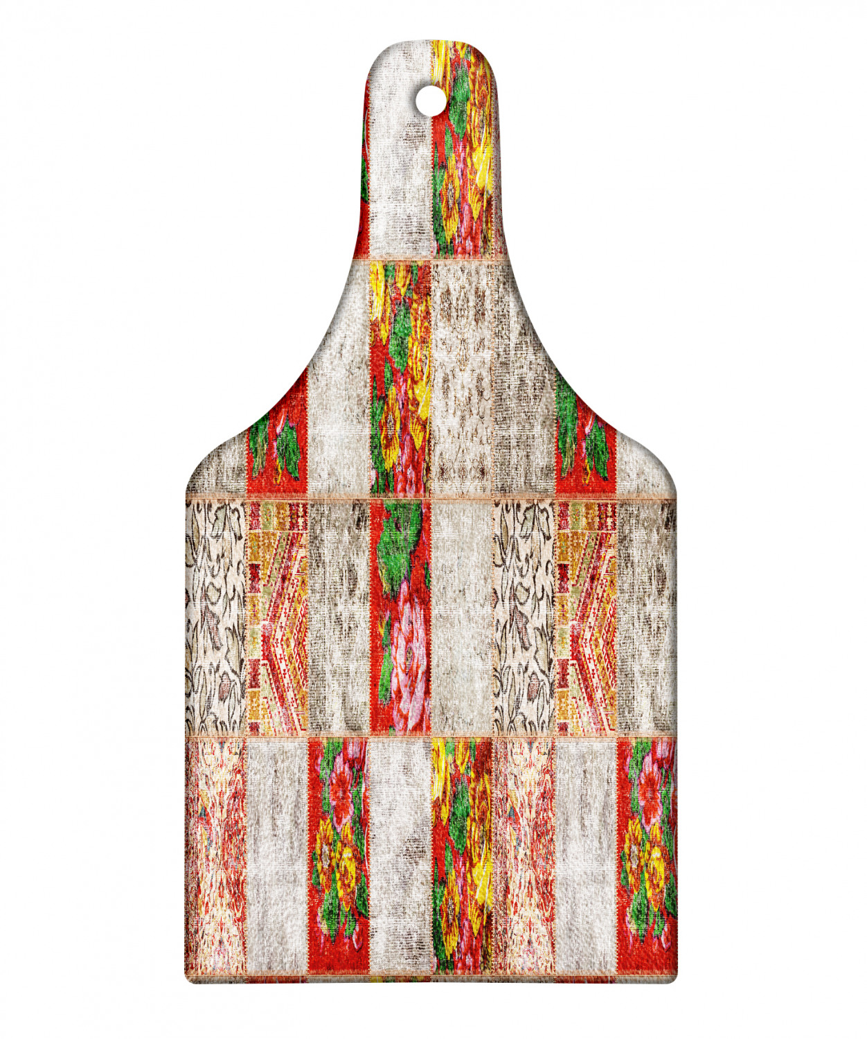 Floral Cutting Board, Grunge Design Patchwork Style Peonies and