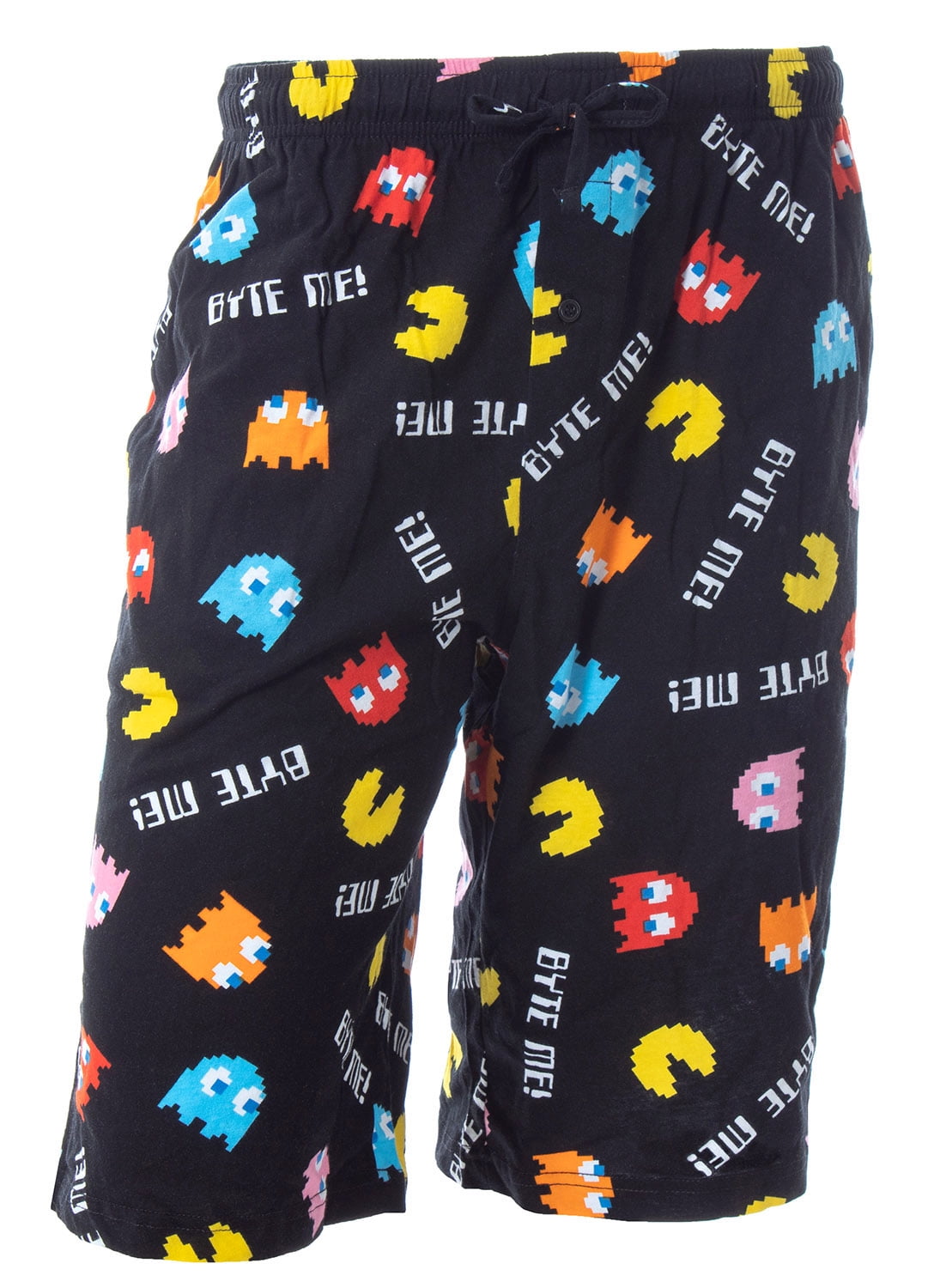 Men's Pac Man Black Drawstring Sleep Shorts 
