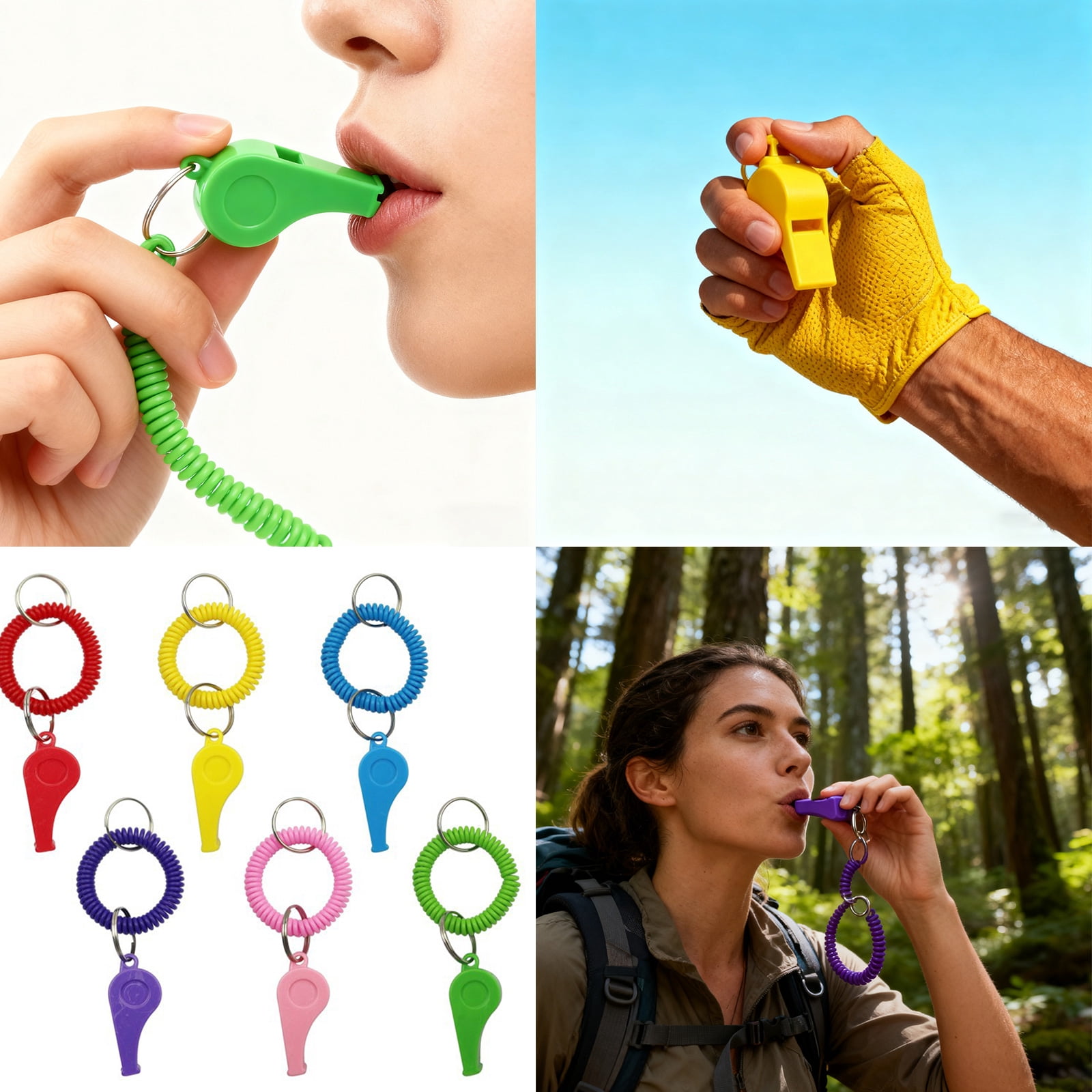 12pack Bright Plastic Sports Whistles Waterproofed Colorful Plastic Referee Whistles for Coaches Referees