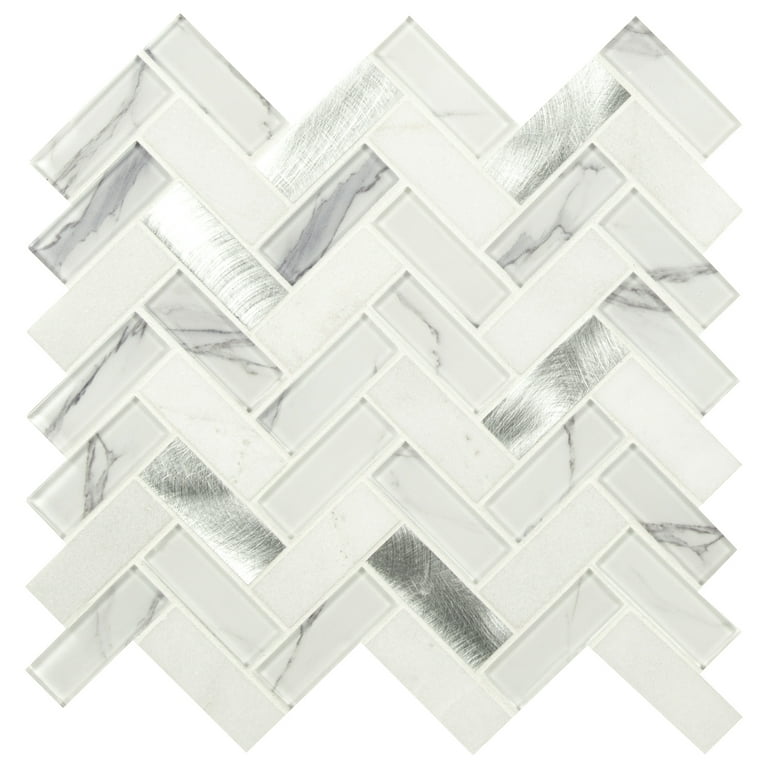 MSI Bytle Bianco Herringbone 12 in. x 12 in. x 6 mm Textured Multi-Surface Mesh-Mounted Mosaic Tile ( 15 sq. ft. / case ) MSI Bytle Bianco Herringbone 12 in. x 12 in. x 6 mm Textured Multi-Surface Mesh-Mounted Mosaic Tile ( 15 sq. ft. / case )