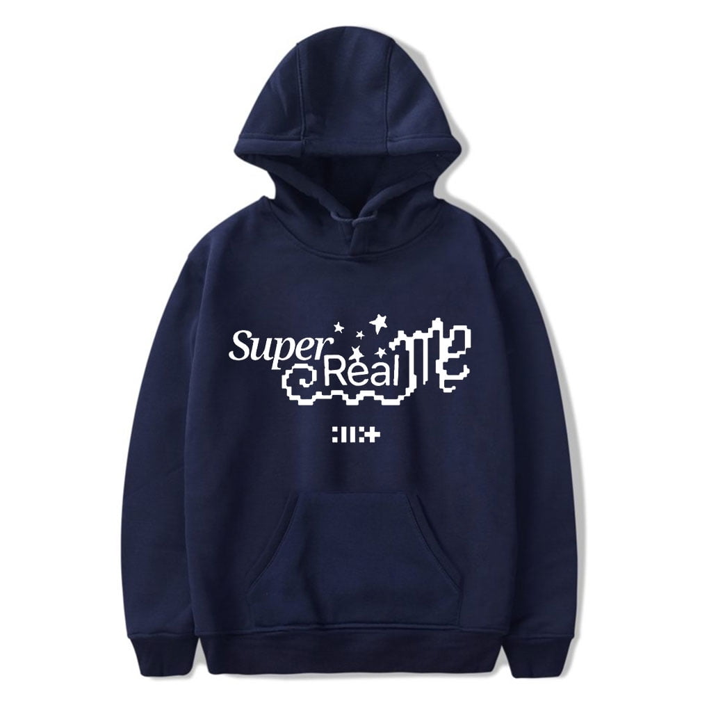 ILLIT merch Super Real Me Hooded Drawstring Pocket Sweatshirt Men