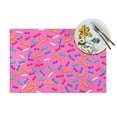 thumbnail image 4 of XMXT 1 Pcs PVC Woven Placemats, Magenta Candy Print Stain Resistant Anti-Skid Place Mats for Dining Table, 12 x 18 inches, 4 of 6