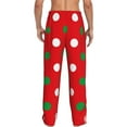 thumbnail image 3 of Picia White and Green Polka Dot Mens Soft Woven Cotton Elastic Waistband Sleep Pajama Pant Lounge Sleep Pant With Pockets And Drawstring-Medium, 3 of 9