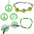 thumbnail image 3 of Bohemian Hippie Carnival Glasses and Peace Symbol Logo Earrings Necklace Wreath Headband suit - style：style 38；, 3 of 6