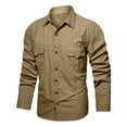 thumbnail image 4 of VgaVtl Collared Mens Long Sleeve Shirts Quick Drying Fall Winter Khaki Button Plus Size Mens Shirts Going Out Slim, 4 of 9
