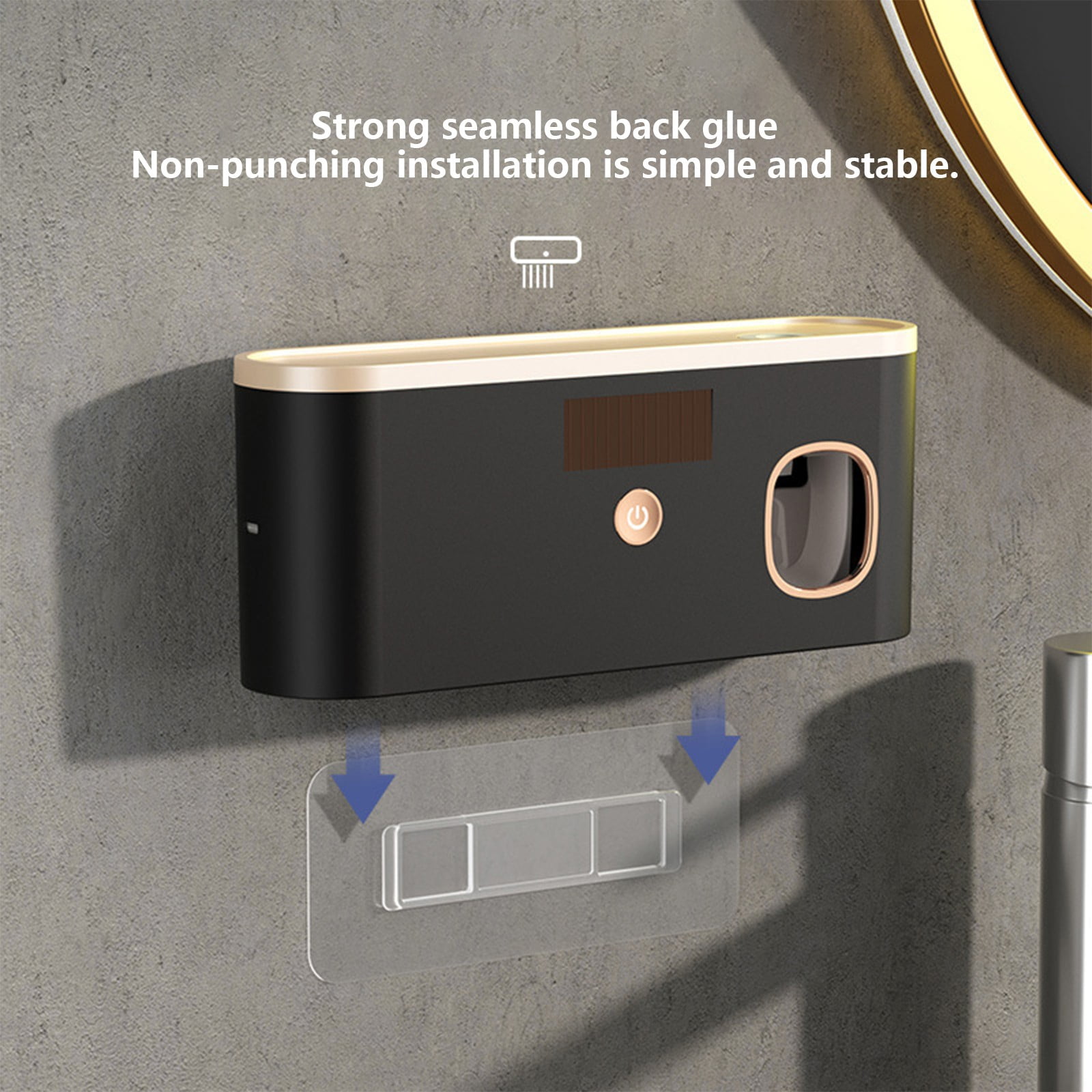 kkbbma under $5 UV Toothbrush Holders for Bathrooms, Toothbrush Holder Wall Mounted with Toothpaste Dispenser, Rechargeable Cordless Wall Mounted Tooth Brushing Holder