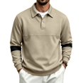 thumbnail image 2 of Men’s Polo Shirts Long Sleeve Color Block Button Pullover Lightweight Casual Fall winter Golf Sweatshirts, 2 of 8