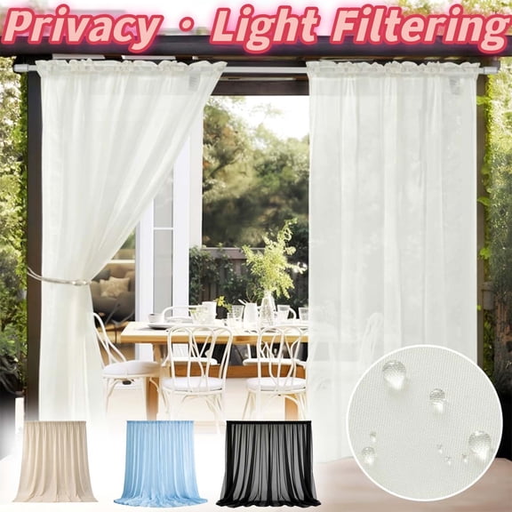 Outdoor Waterproof Curtains 63"x98", Privacy Grommet Drapes for Patio Gazebo _ Blue