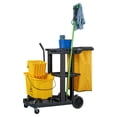 thumbnail image 2 of Clean Tek Professional Black 3-Shelf Janitor Cart - 18 gal Bag, Lid - 44" x 18 1/2" x 39" - 1 count box, 2 of 10