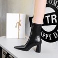 thumbnail image 4 of Zapatos de tacón alto y grueso para mujer, botas cortas ajustadas de invierno, estilo discoteca, sexys, a la moda, sencillos, adelgazantes, con punta estrecha, 4 of 5