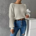 thumbnail image 2 of Byworldtasic Womens Sweaters Womens Sweater Crew Neck Fall Ribbed Knit Long Sleeve Pullover Sweaters Lightweight Tops Beige, 2 of 4