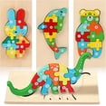 thumbnail image 1 of Rompecabezas de madera para niños de 1 2 3 4 años - 4 piezas de juguetes Montessori para bebés, juegos educativos de aprendizaje de rompecabezas entrelazados, mezcla TUNC Sencillez, 1 of 5