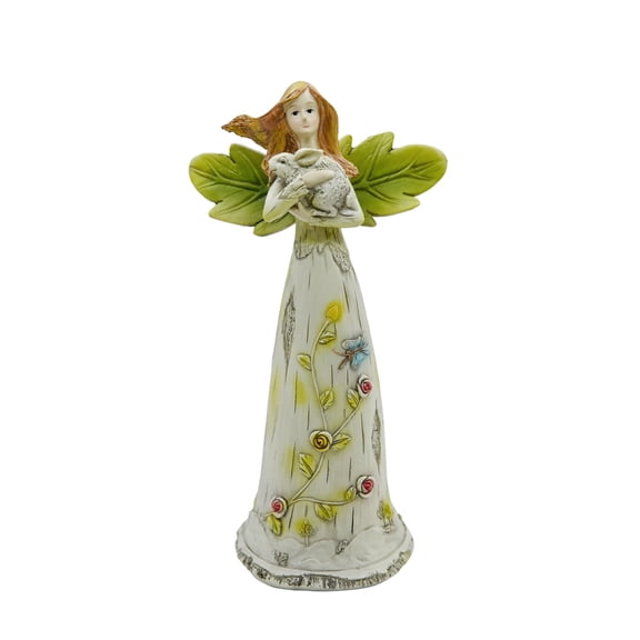 7.8" Garden Resin Flower Fairy Statue Ornament for Outdoor Yard Decorations, Angel Figurines for Women, Fairy Figurine for Patio Porch Easter Decorations Spring Garden Art Sculpture Decor 1pcs, A