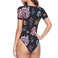 thumbnail image 4 of Naloa Roses Flowers Women's Short-Sleeved Onesie, One-Piece Swimsuit for Parties, dates, clubs - Medium, 4 of 9