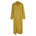 thumbnail image 5 of IDALL Maxi Dresses,Casual Dresses Women's Casual Button Down Cotton Linen Long Shirt Dress With Pockets Long Sleeve Dress,Long Dresses,Womens Dresses Yellow Dress S, 5 of 5