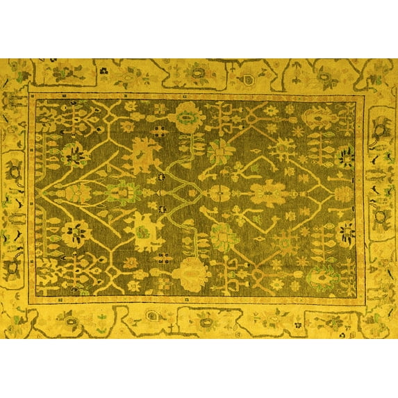 Ahgly Company Indoor Rectangle Abstract Yellow Modern Area Rugs, 8' x 12'