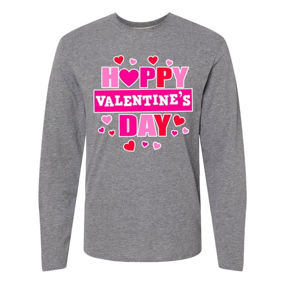 Inktastic Happy Valentine's Day with Hearts Long Sleeve T-Shirt